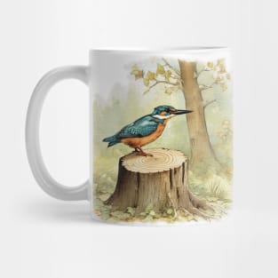 kingfisher on a tree stump Mug